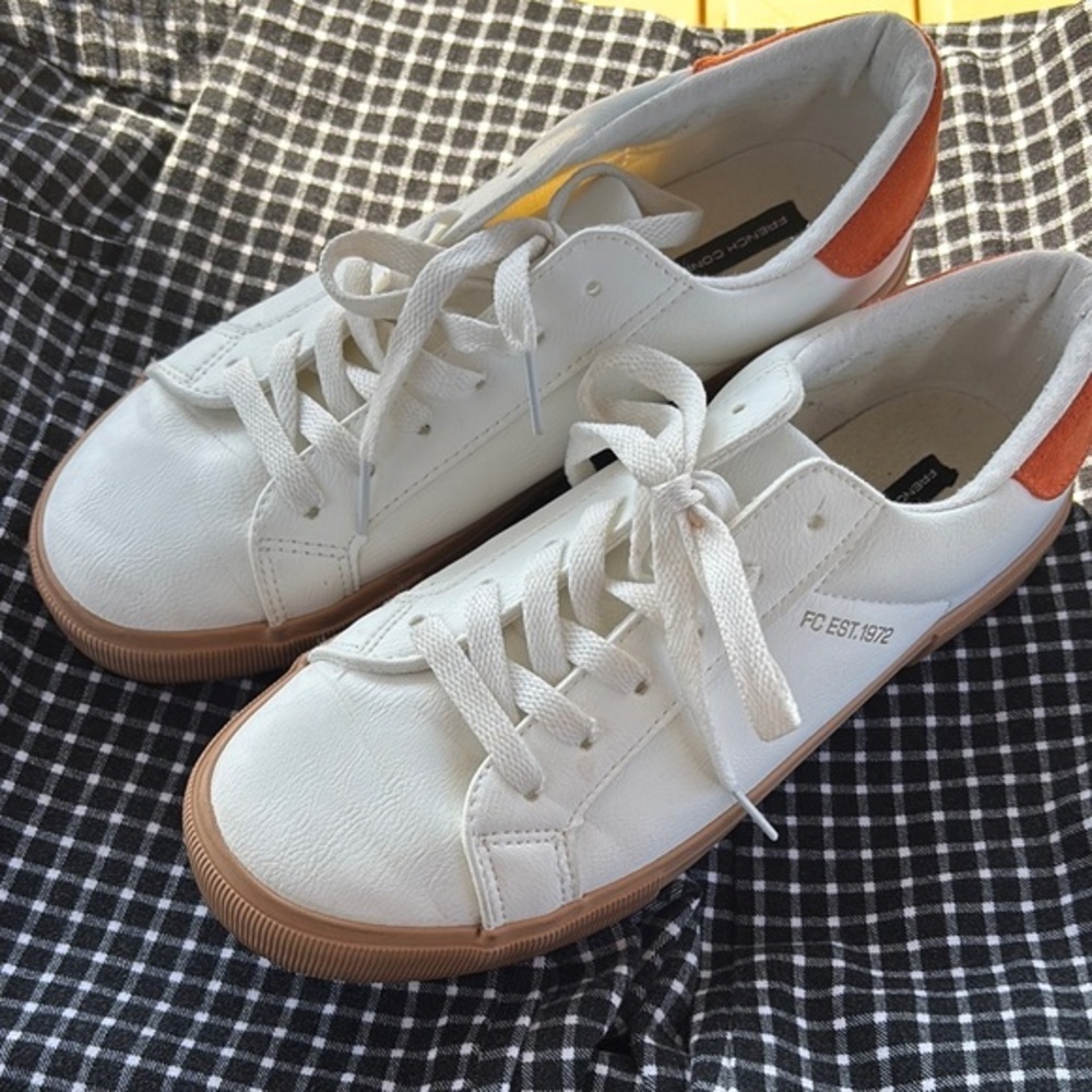 French Connection White and Orange Sneakers